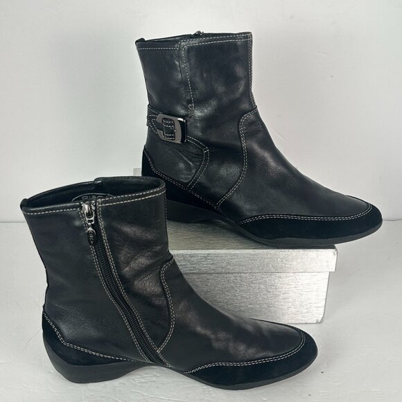 Circa Joan & David CJFRESH Black Leather Ankle Boots Womans Size US 8.5M - Picture 2 of 12